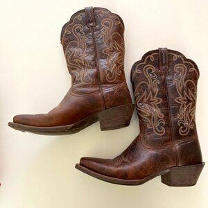 Ariat Heritage Womens Size 7.5B Brown Classic X Toe Sassy Western Boots